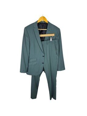 Le 31 Simons Mens 40R Teal Green Marzotto Super 130s Wool Suit Stockholm 33X31